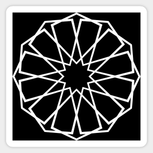 White Islamic Geometric Pattern Stars on Black Background Sticker